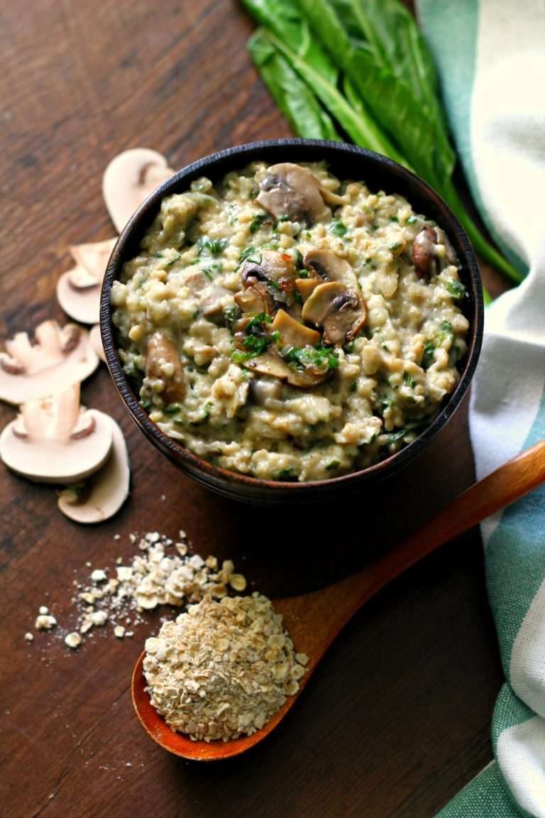 Savoury Oats with Mushrooms & Spinach ~ Gluten Free + Vegan - Ruchik ...