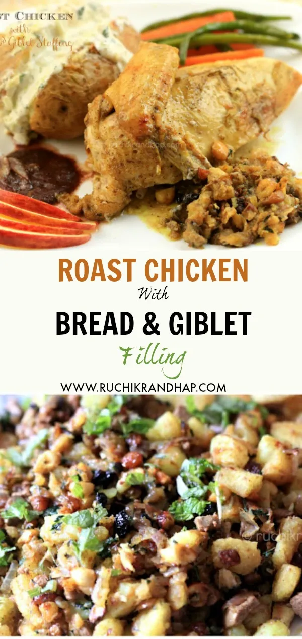 Christmas Special Roast Chicken with Bread & Giblet Stuffing Ruchik