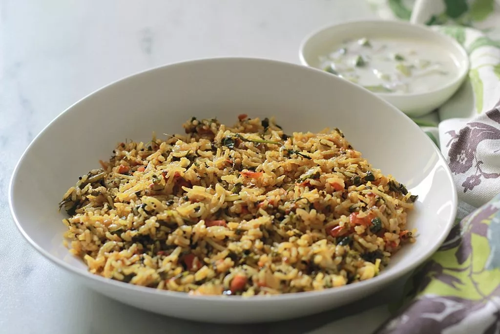 Mixed Greens Pulao - Ruchik Randhap