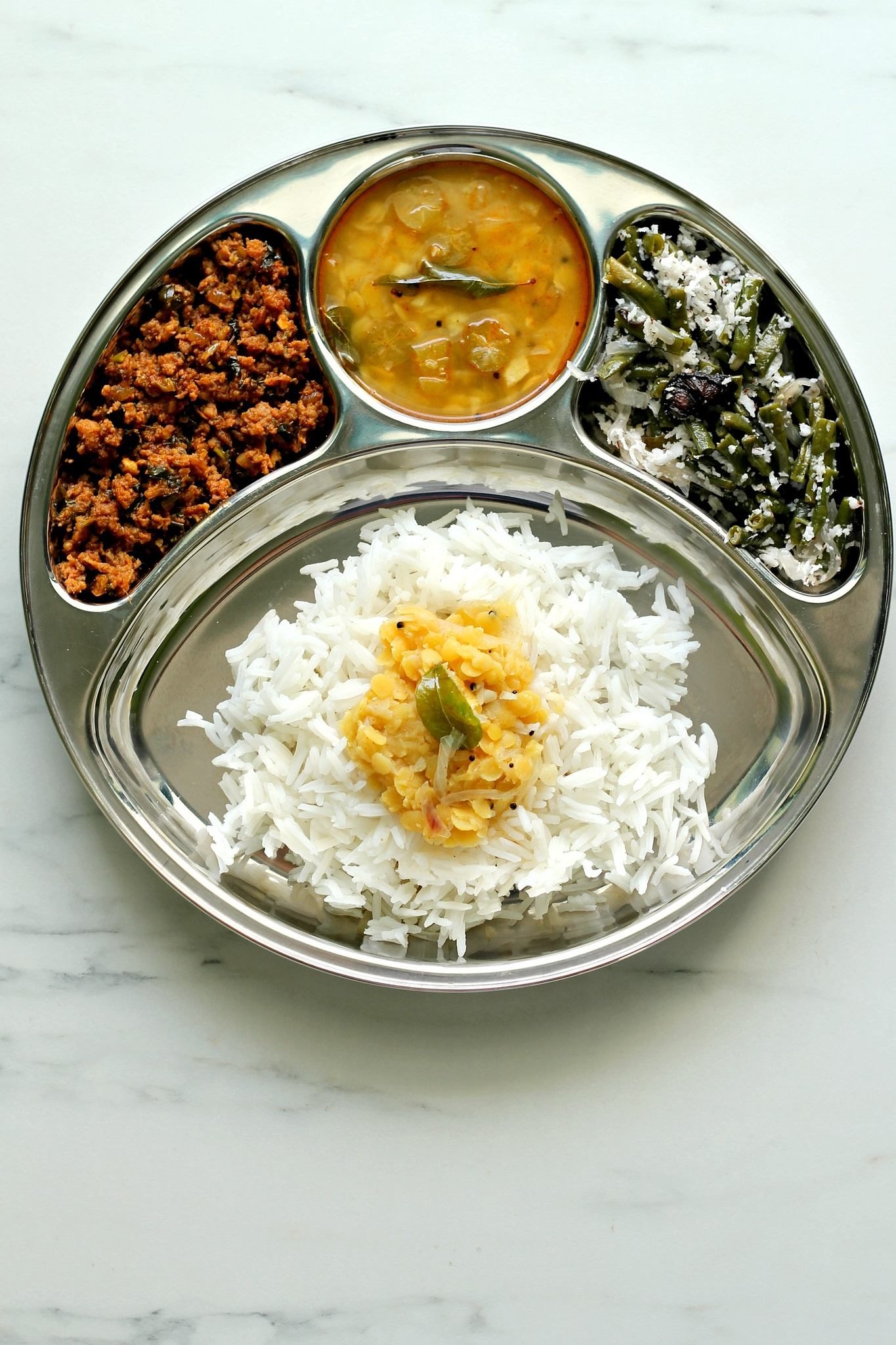 Season Mangalorean Plated Meal Series Boshi Rice Bimbli Saar Keema With Drumstick